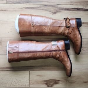 Vince Camuto Cognac Leather Riding Boots Women's Size 8.5